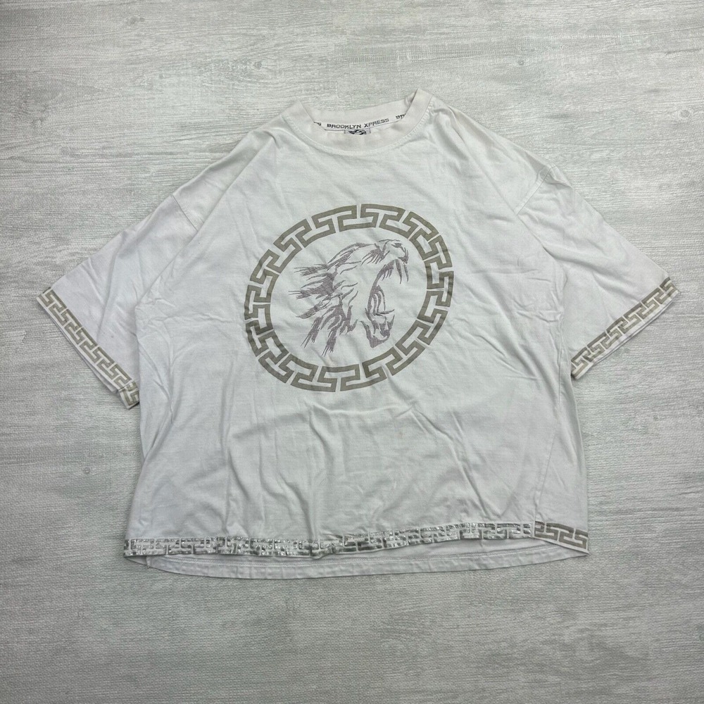 Vintage Y2K Brooklyn‎ Xpress Shirt Adult 2XL White Lion Crest Cyber Grunge